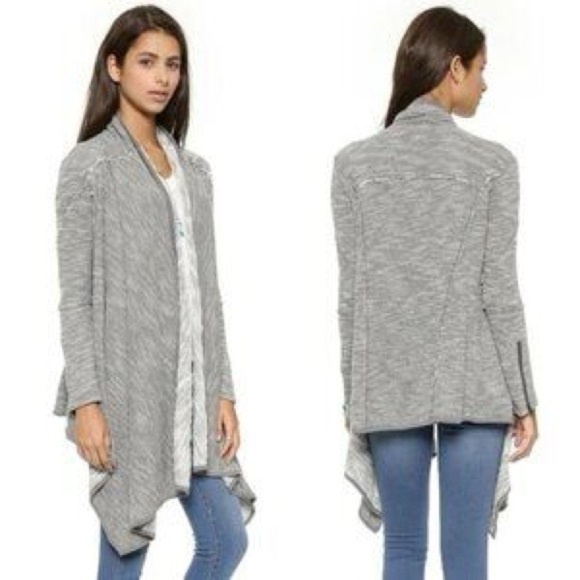 Free People In The Loop Gray Boucle Knit Open Front Waterfall Cardigan Size S - Picture 1 of 7